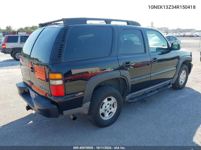 2004 Chevrolet Tahoe Z71 VIN: 1GNEK13Z34R150418 Lot: 40578505