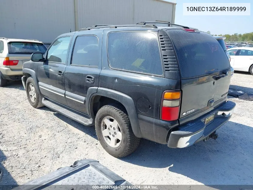 2004 Chevrolet Tahoe Lt VIN: 1GNEC13Z64R189999 Lot: 40582665