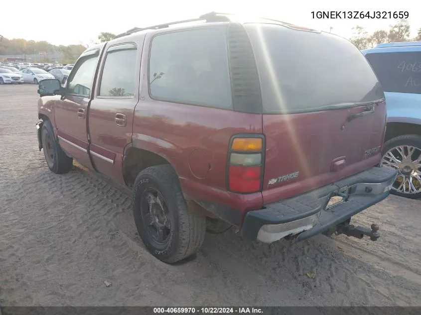 2004 Chevrolet Tahoe Lt VIN: 1GNEK13Z64J321659 Lot: 40659970