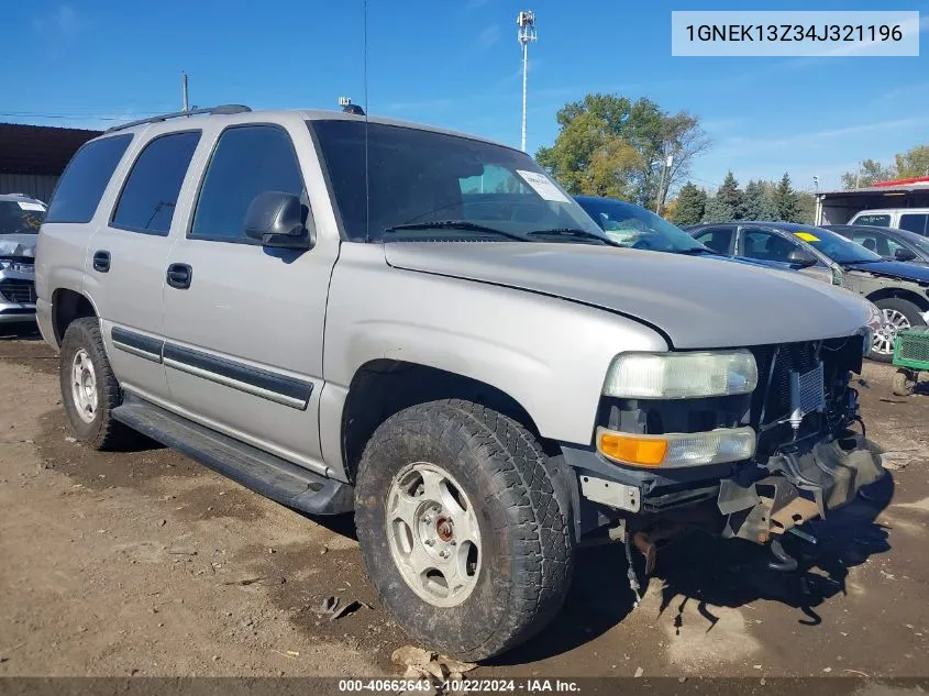 2004 Chevrolet Tahoe Ls VIN: 1GNEK13Z34J321196 Lot: 40662643