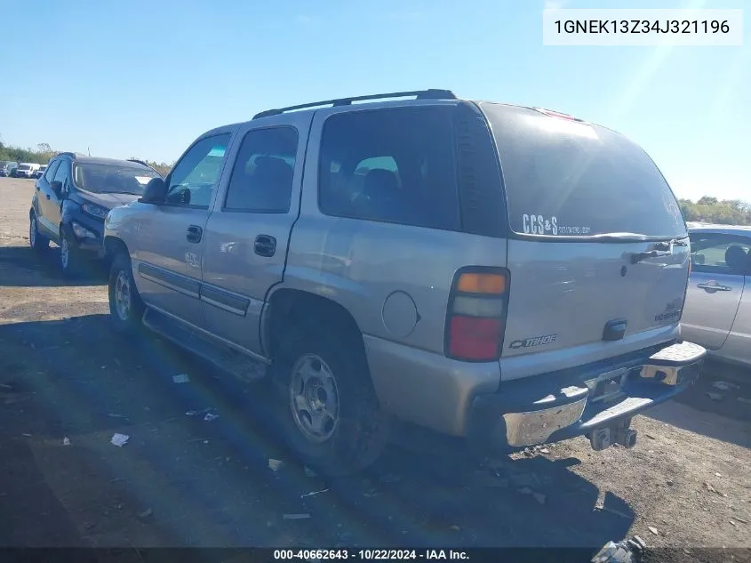 2004 Chevrolet Tahoe Ls VIN: 1GNEK13Z34J321196 Lot: 40662643