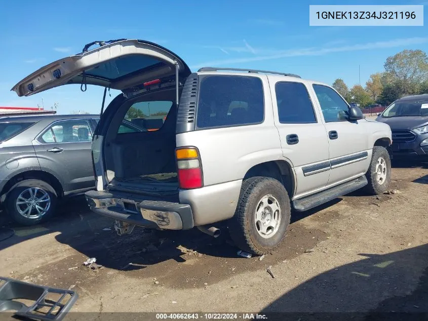 2004 Chevrolet Tahoe Ls VIN: 1GNEK13Z34J321196 Lot: 40662643