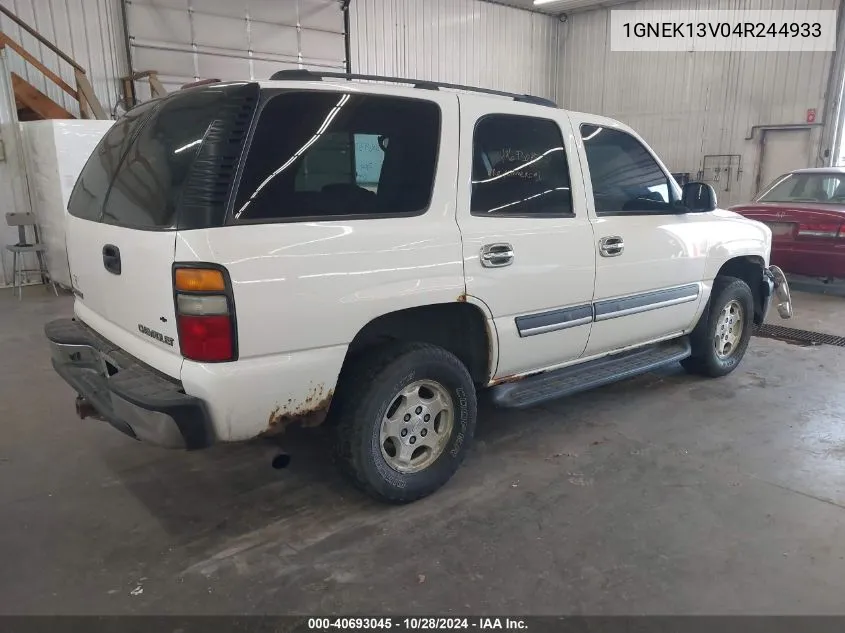 2004 Chevrolet Tahoe K1500 VIN: 1GNEK13V04R244933 Lot: 40693045