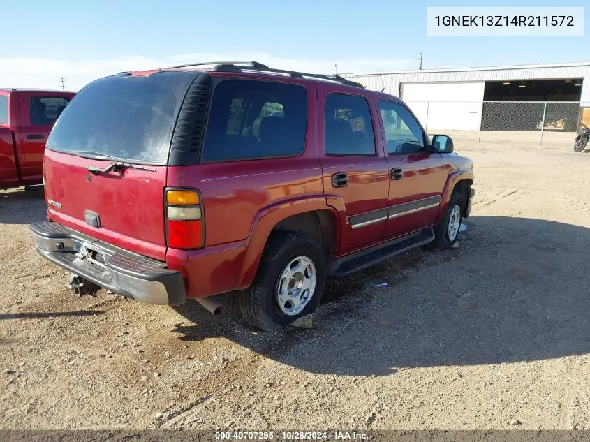 2004 Chevrolet Tahoe Ls VIN: 1GNEK13Z14R211572 Lot: 40707295