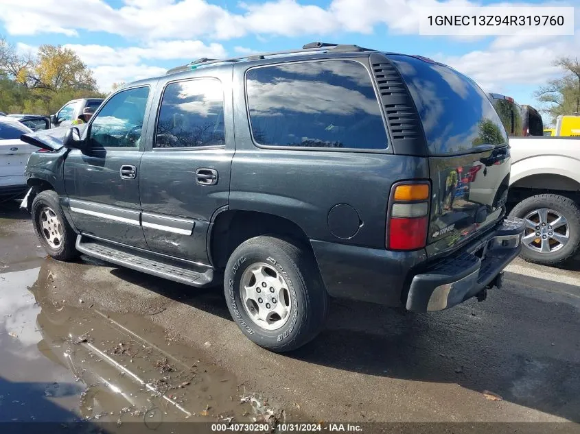 2004 Chevrolet Tahoe Ls VIN: 1GNEC13Z94R319760 Lot: 40730290