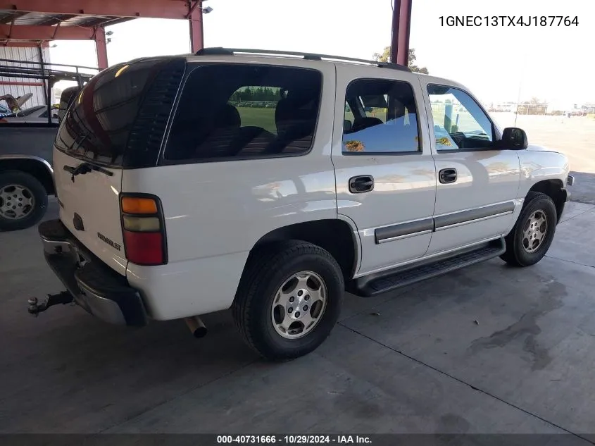 2004 Chevrolet Tahoe Ls VIN: 1GNEC13TX4J187764 Lot: 40731666