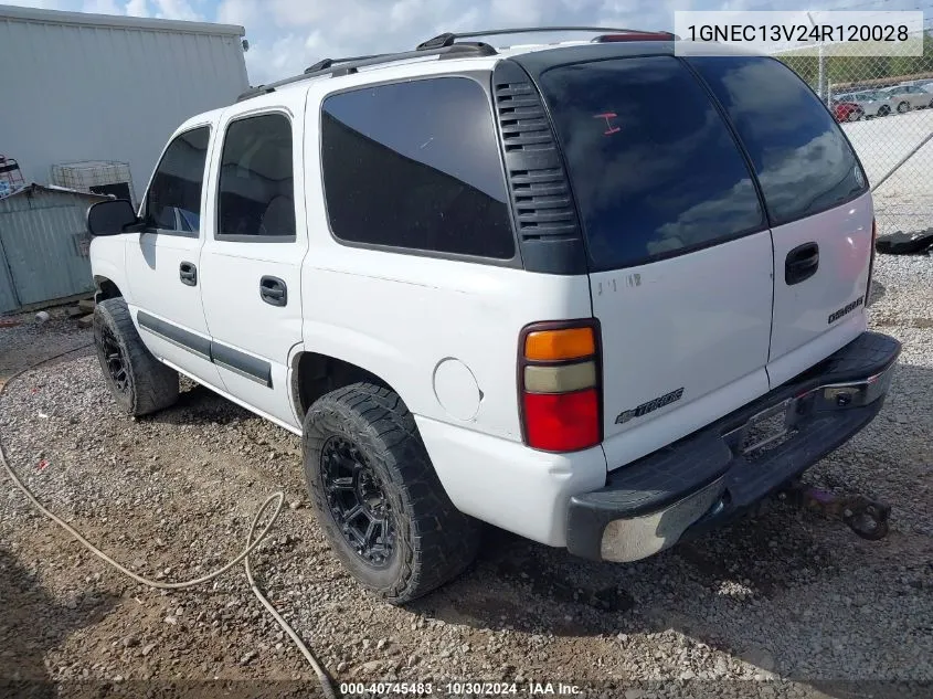 2004 Chevrolet Tahoe Ls VIN: 1GNEC13V24R120028 Lot: 40745483