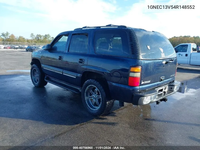 2004 Chevrolet Tahoe Ls VIN: 1GNEC13V54R148552 Lot: 40756965