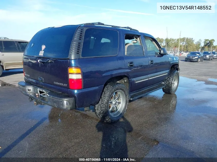 2004 Chevrolet Tahoe Ls VIN: 1GNEC13V54R148552 Lot: 40756965