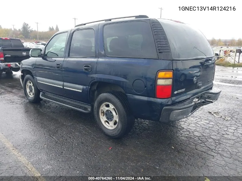 2004 Chevrolet Tahoe Ls VIN: 1GNEC13V14R124216 Lot: 40764260