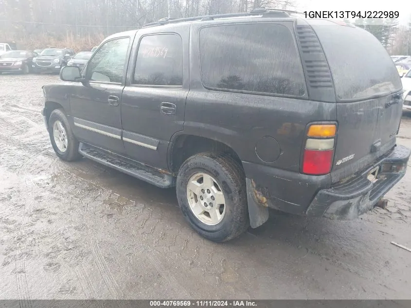 2004 Chevrolet Tahoe K1500 VIN: 1GNEK13T94J222989 Lot: 40769569