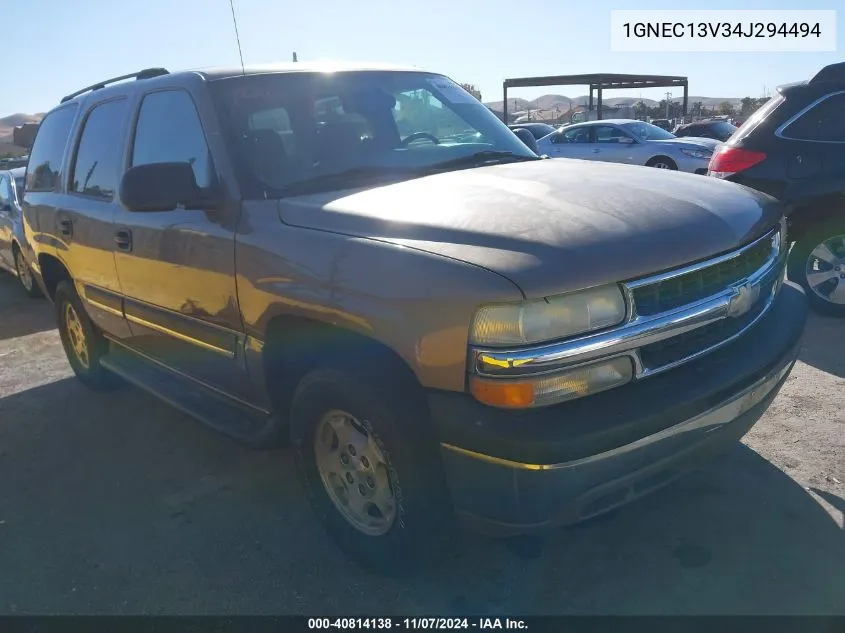 2004 Chevrolet Tahoe Ls VIN: 1GNEC13V34J294494 Lot: 40814138