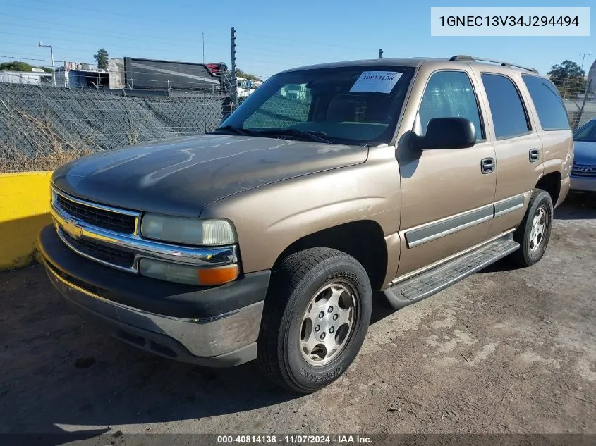 2004 Chevrolet Tahoe Ls VIN: 1GNEC13V34J294494 Lot: 40814138