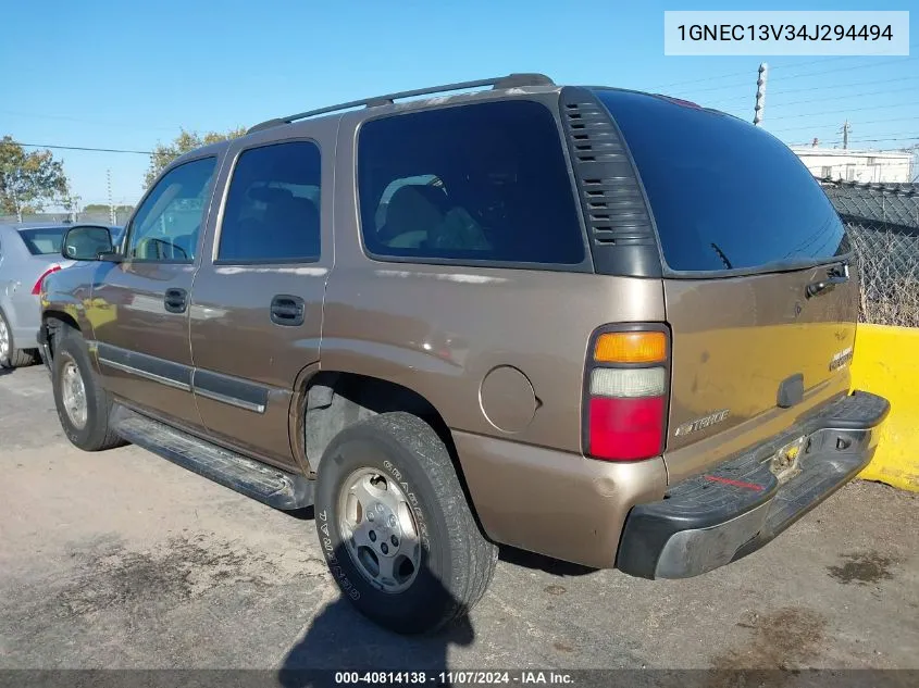 2004 Chevrolet Tahoe Ls VIN: 1GNEC13V34J294494 Lot: 40814138