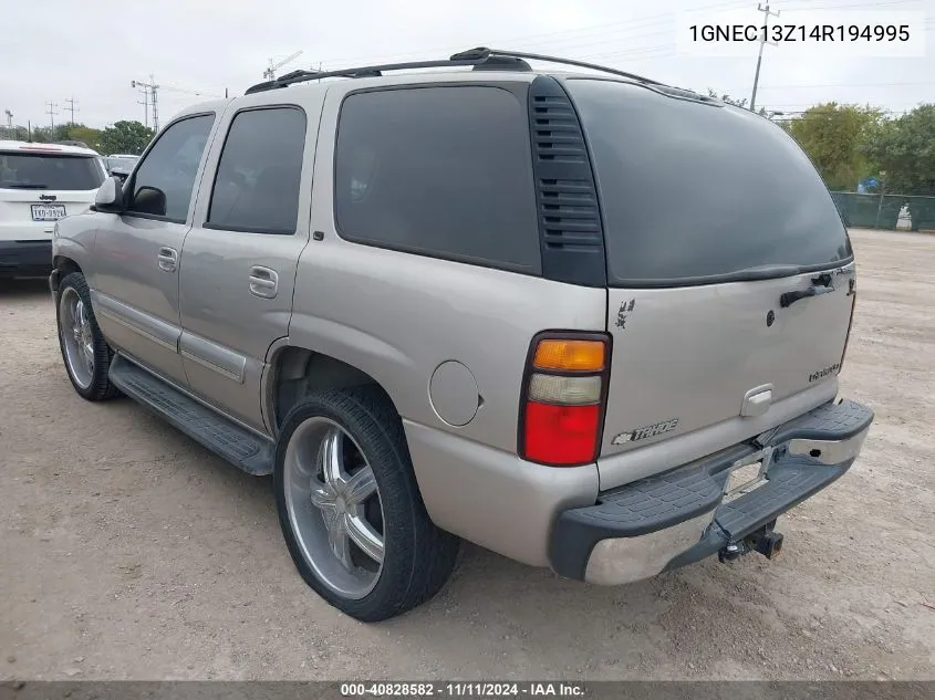 2004 Chevrolet Tahoe Lt VIN: 1GNEC13Z14R194995 Lot: 40828582