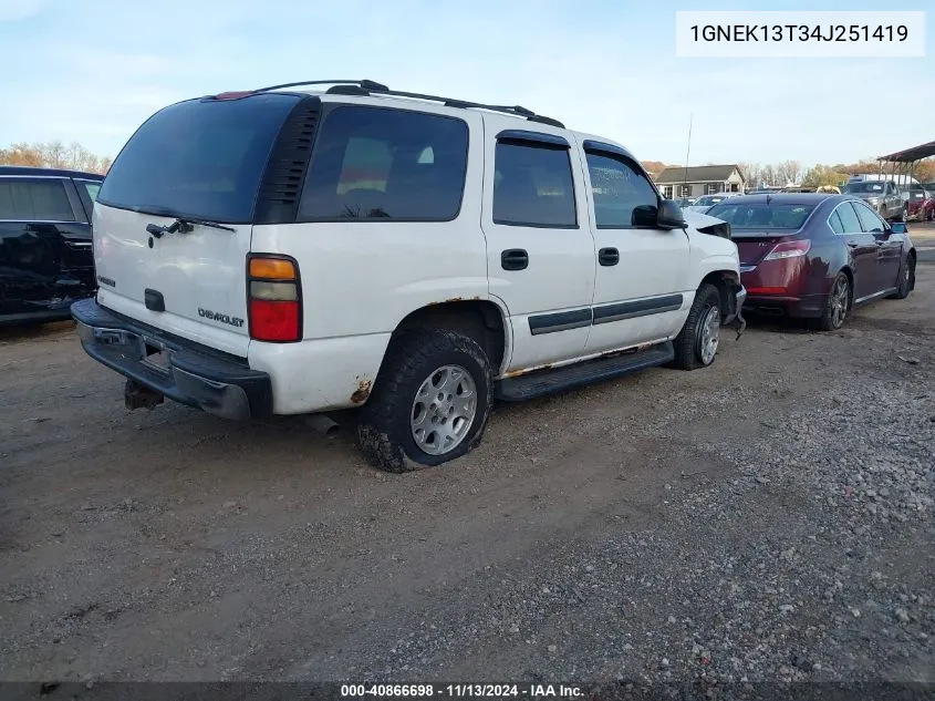 2004 Chevrolet Tahoe Ls VIN: 1GNEK13T34J251419 Lot: 40866698