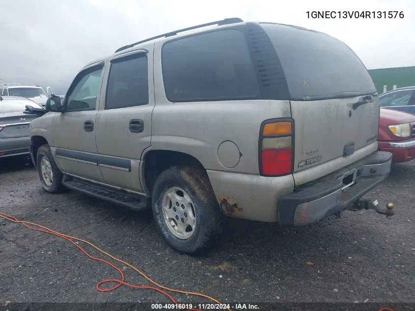 2004 Chevrolet Tahoe Ls VIN: 1GNEC13V04R131576 Lot: 40916019