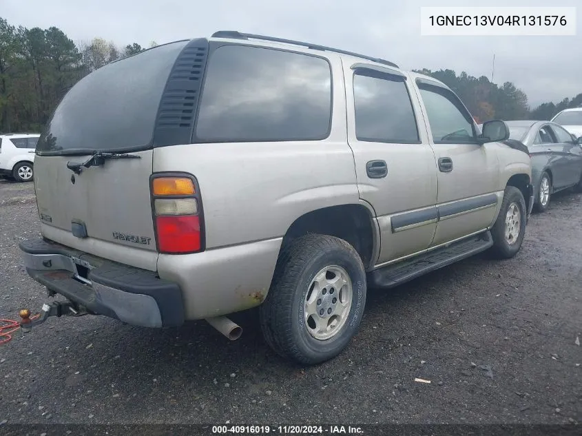 2004 Chevrolet Tahoe Ls VIN: 1GNEC13V04R131576 Lot: 40916019