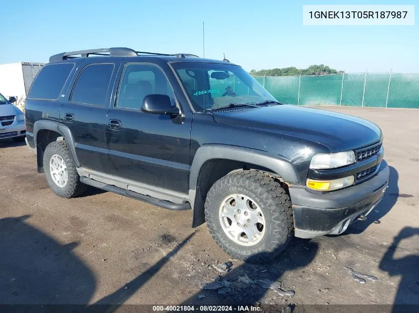 2005 Chevrolet Tahoe Z71 VIN: 1GNEK13T05R187987 Lot: 40021804