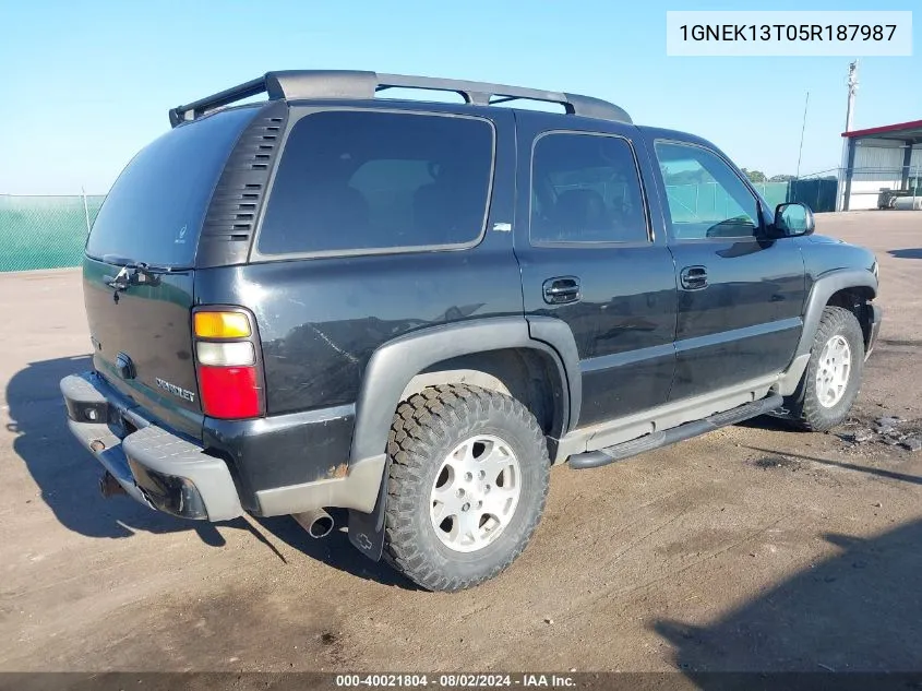 2005 Chevrolet Tahoe Z71 VIN: 1GNEK13T05R187987 Lot: 40021804