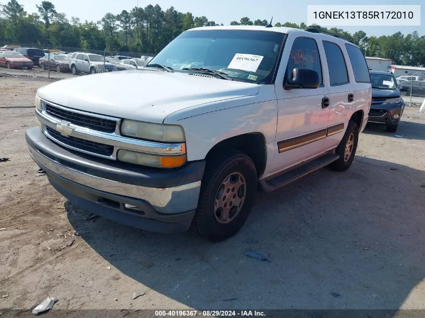 2005 Chevrolet Tahoe Ls VIN: 1GNEK13T85R172010 Lot: 40196367