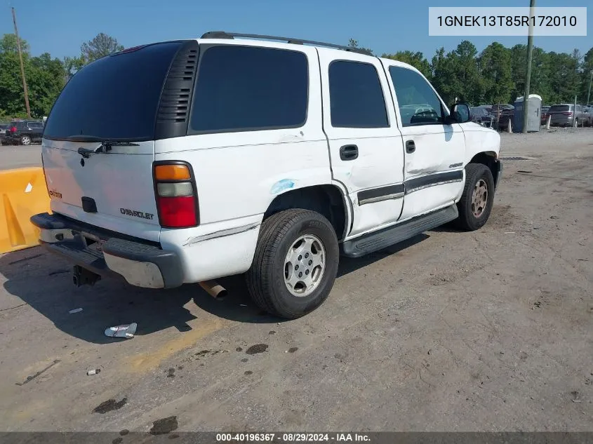 2005 Chevrolet Tahoe Ls VIN: 1GNEK13T85R172010 Lot: 40196367