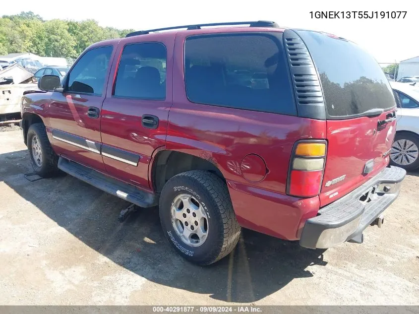 2005 Chevrolet Tahoe Ls VIN: 1GNEK13T55J191077 Lot: 40291877