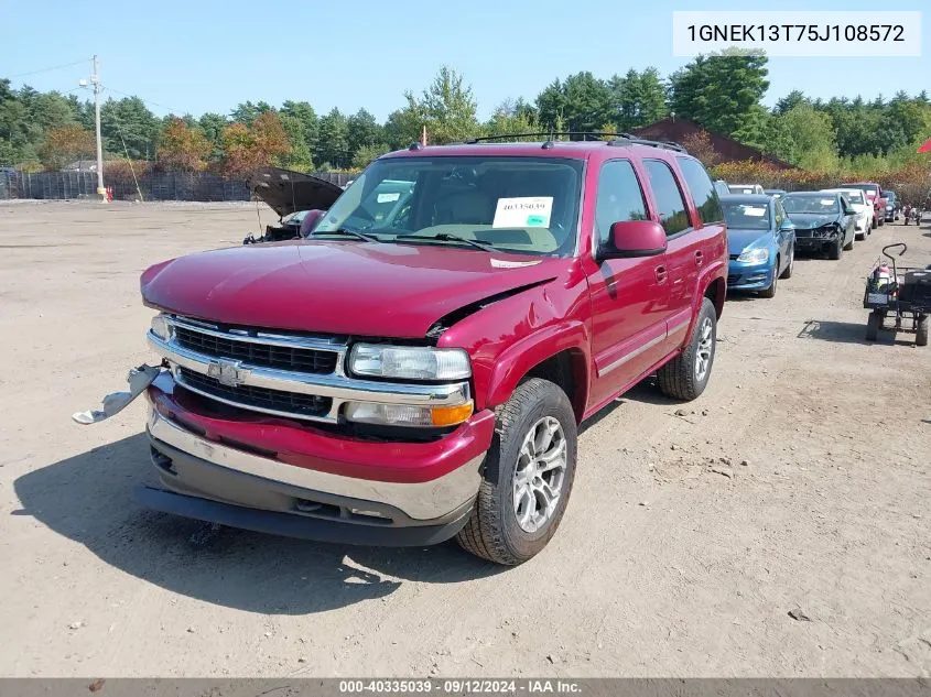 1GNEK13T75J108572 2005 Chevrolet Tahoe Lt