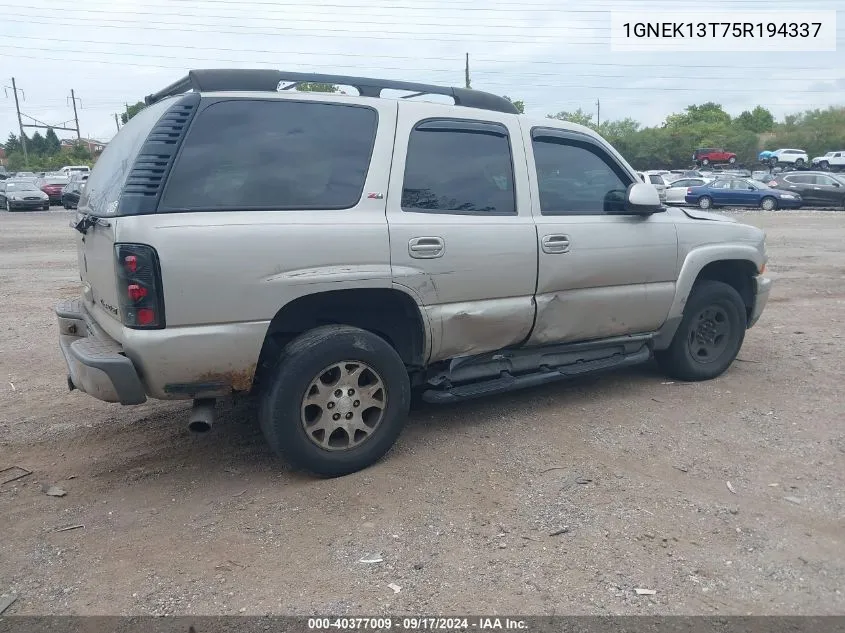 2005 Chevrolet Tahoe Z71 VIN: 1GNEK13T75R194337 Lot: 40377009