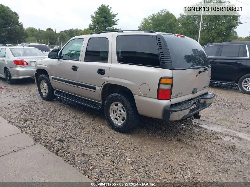 2005 Chevrolet Tahoe Ls VIN: 1GNEK13T05R108821 Lot: 40431755