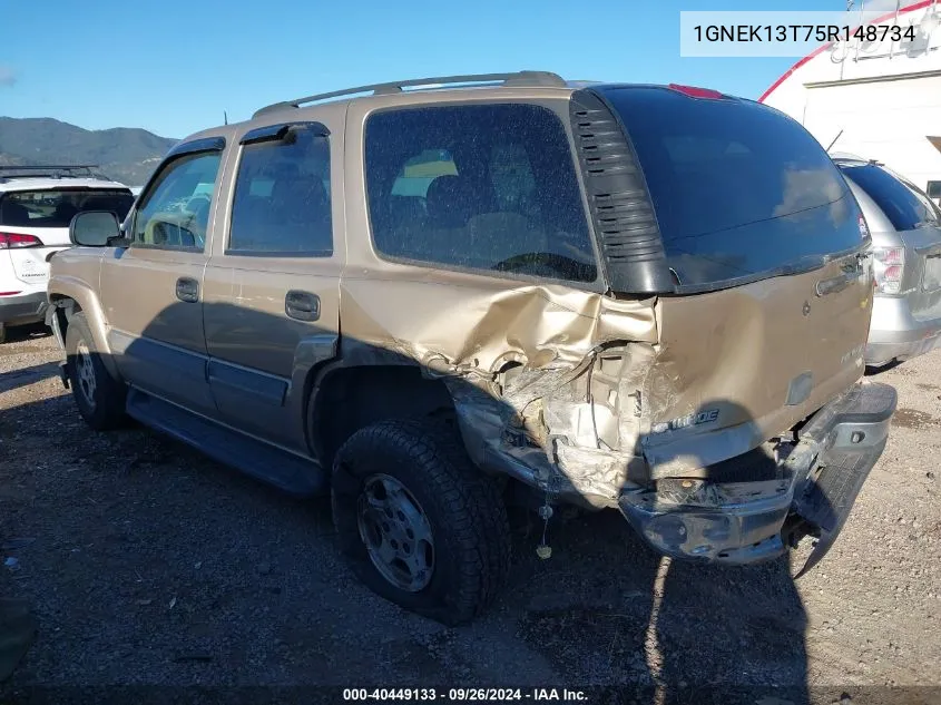 2005 Chevrolet Tahoe Ls VIN: 1GNEK13T75R148734 Lot: 40449133