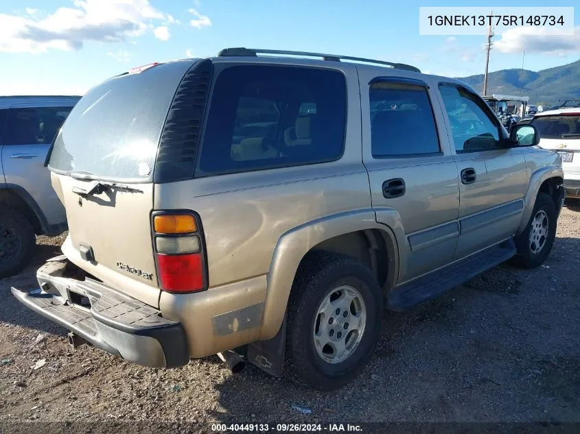 2005 Chevrolet Tahoe Ls VIN: 1GNEK13T75R148734 Lot: 40449133