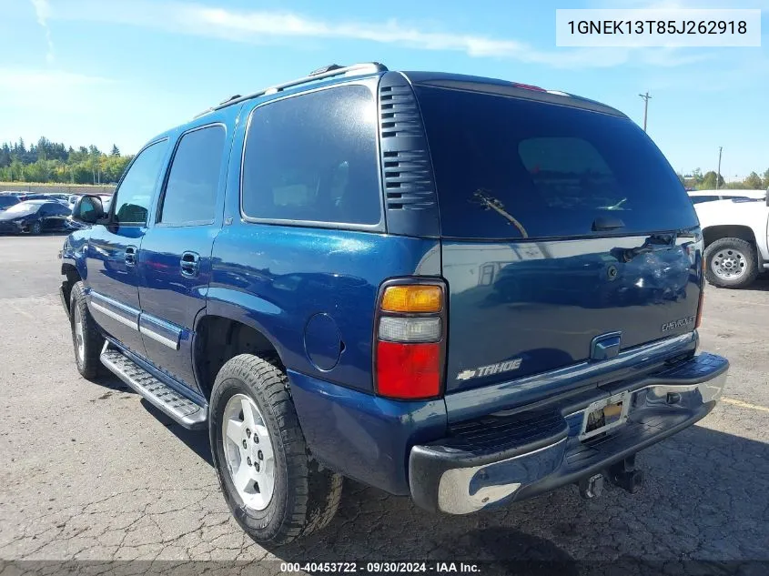 2005 Chevrolet Tahoe K1500 VIN: 1GNEK13T85J262918 Lot: 40453722