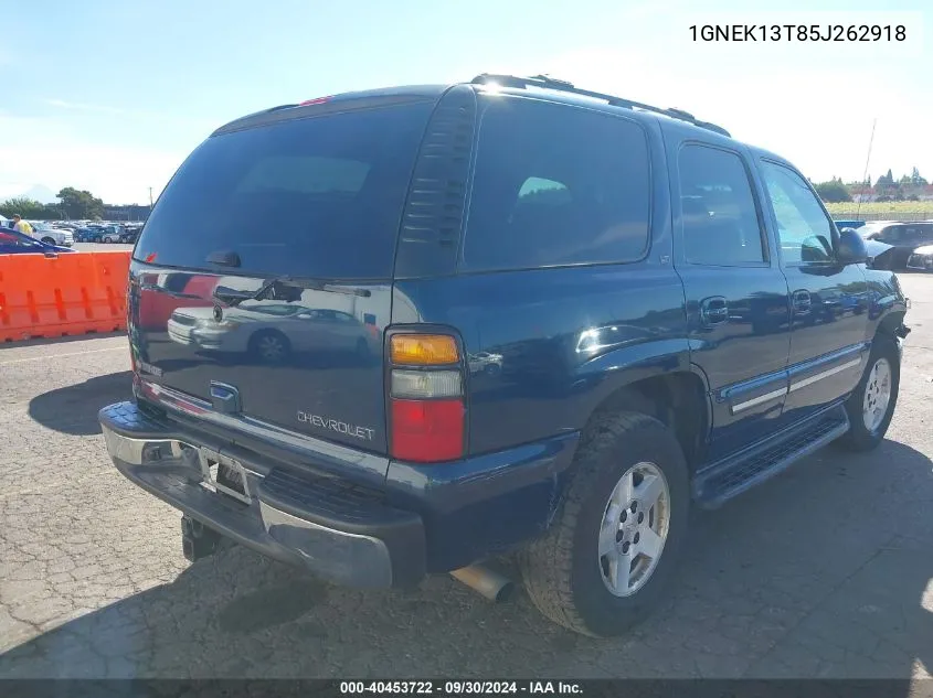 2005 Chevrolet Tahoe K1500 VIN: 1GNEK13T85J262918 Lot: 40453722