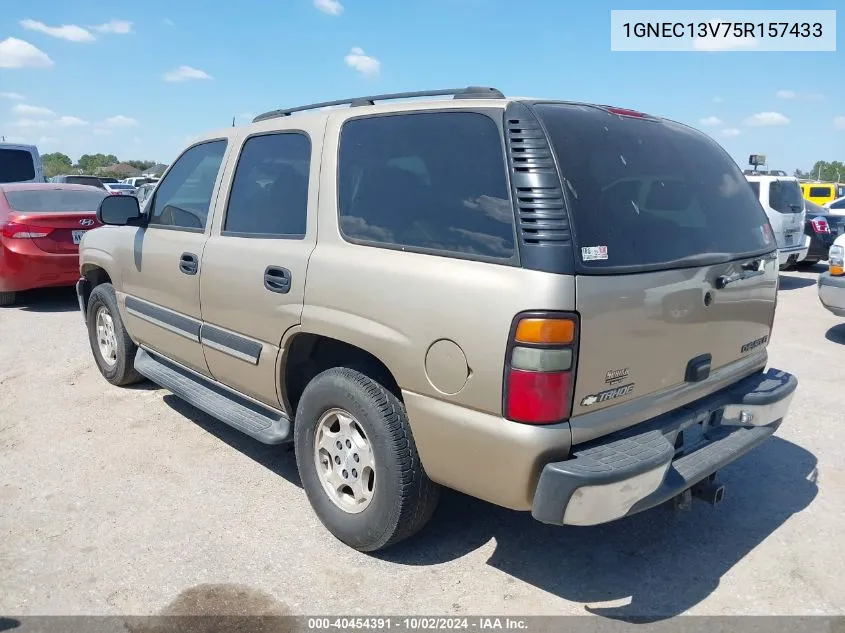 2005 Chevrolet Tahoe Ls VIN: 1GNEC13V75R157433 Lot: 40454391