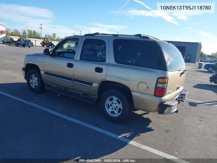 2005 Chevrolet Tahoe Ls VIN: 1GNEK13T95J118780 Lot: 40457909