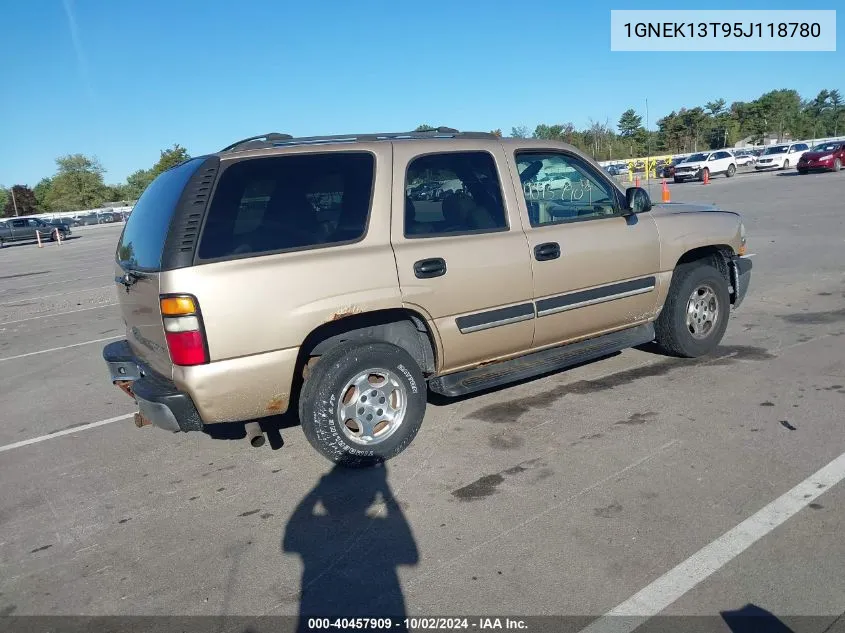 2005 Chevrolet Tahoe Ls VIN: 1GNEK13T95J118780 Lot: 40457909