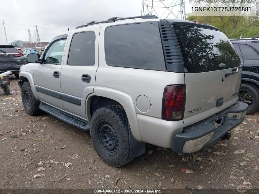 2005 Chevrolet Tahoe K1500 VIN: 1GNEK13T75J226881 Lot: 40466112