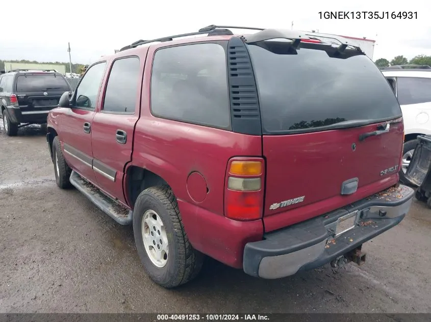 2005 Chevrolet Tahoe Ls VIN: 1GNEK13T35J164931 Lot: 40491253