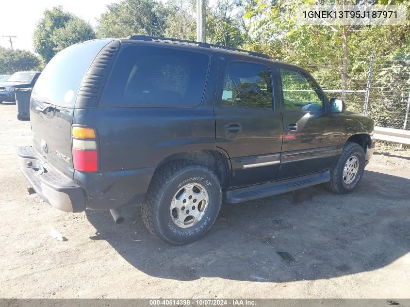 2005 Chevrolet Tahoe Ls VIN: 1GNEK13T95J187971 Lot: 40514398