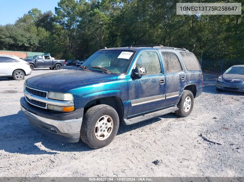 2005 Chevrolet Tahoe Ls VIN: 1GNEC13T75R258647 Lot: 40527194