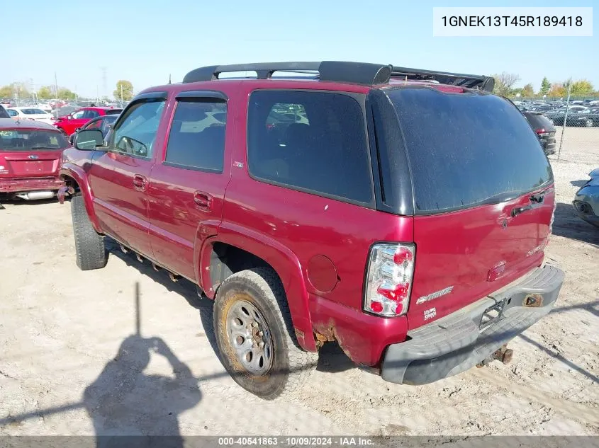 2005 Chevrolet Tahoe Z71 VIN: 1GNEK13T45R189418 Lot: 40541863