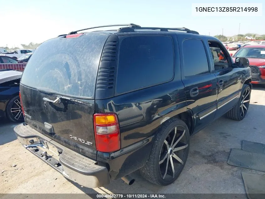 2005 Chevrolet Tahoe Ls VIN: 1GNEC13Z85R214998 Lot: 40582779