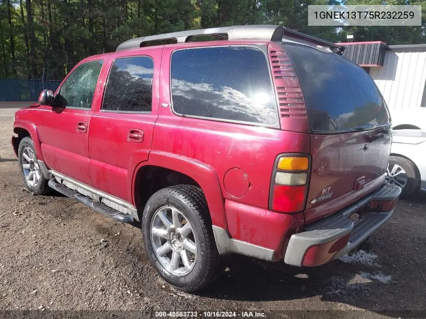 2005 Chevrolet Tahoe Z71 VIN: 1GNEK13T75R232259 Lot: 40583733