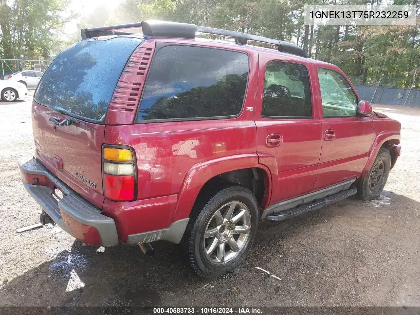 2005 Chevrolet Tahoe Z71 VIN: 1GNEK13T75R232259 Lot: 40583733