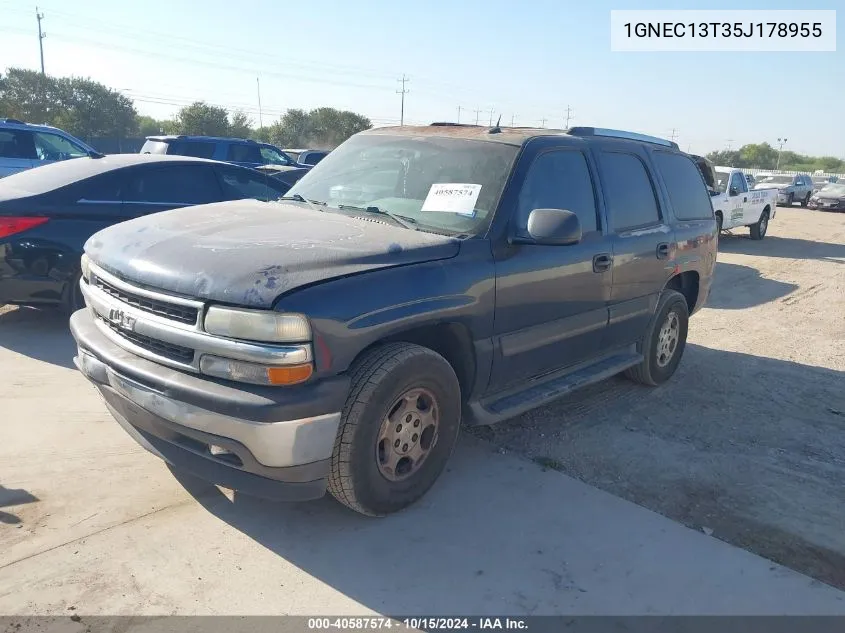 2005 Chevrolet Tahoe Ls VIN: 1GNEC13T35J178955 Lot: 40587574