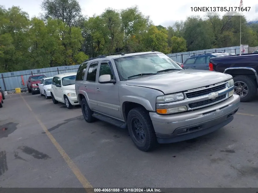 2005 Chevrolet Tahoe Lt VIN: 1GNEK13T85J171647 Lot: 40651888