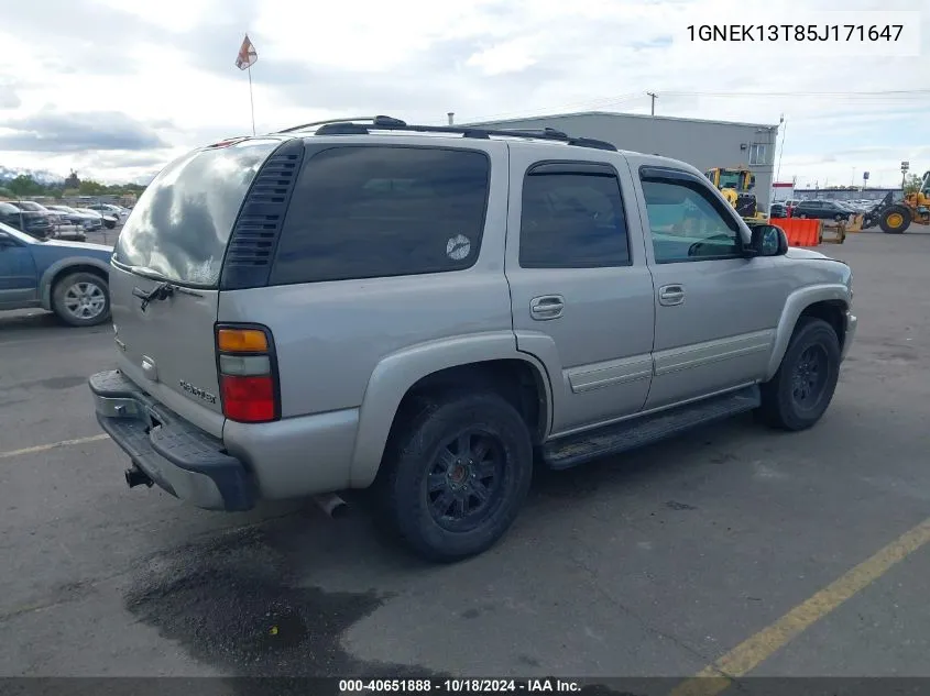 2005 Chevrolet Tahoe Lt VIN: 1GNEK13T85J171647 Lot: 40651888