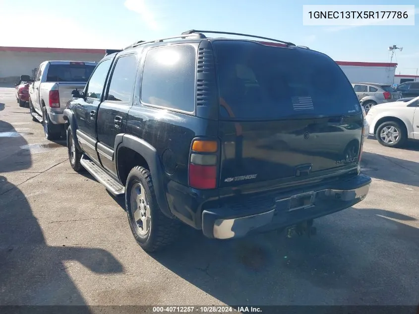 2005 Chevrolet Tahoe Lt VIN: 1GNEC13TX5R177786 Lot: 40712257