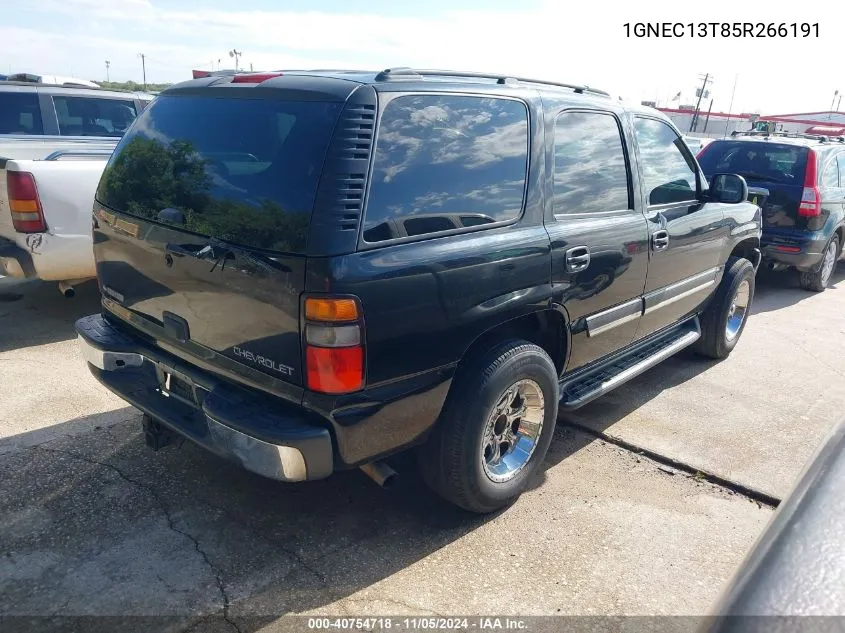 2005 Chevrolet Tahoe Ls VIN: 1GNEC13T85R266191 Lot: 40754718